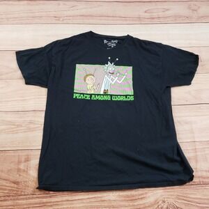 Rick And Morty Shirt Mens Extra Large Black Green Adult Swim Cartoon Adult‎ XL